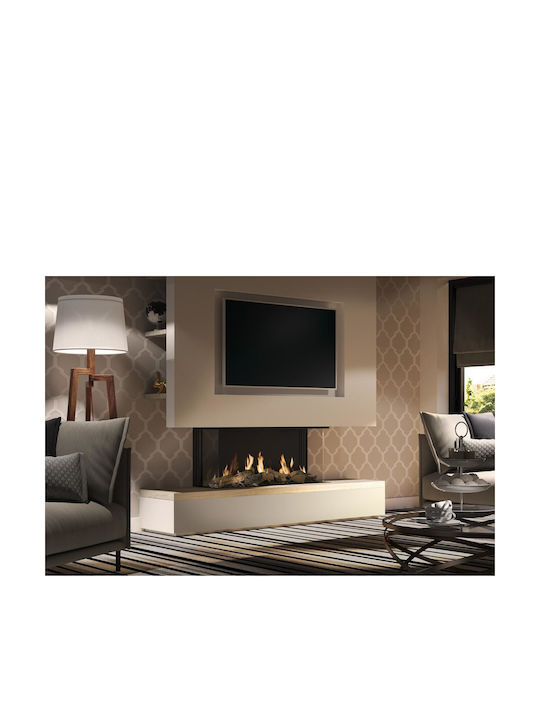 Dru Global 100 Triple BF Ενεργειακό Τζάκι Αερίου Αεραγωγών 7.5kW Τρίπλευρο με Σταθερή Πόρτα