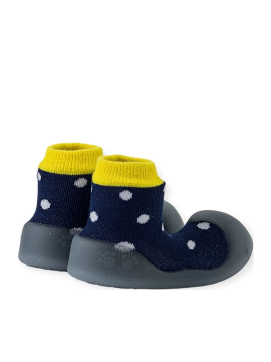 BigToes Παιδικές Καλτσοπαντόφλες Big Toes Chameleon Polka Μπλε