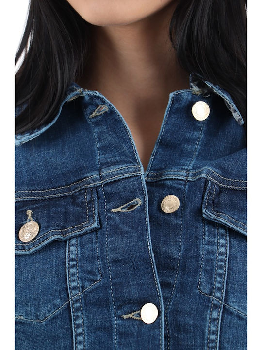 Guess Women's Short Jean Jacket for Spring or Autumn Blue