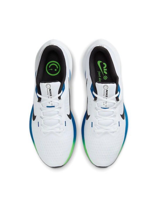 Air Winflo 10 Sport Shoes Running White / Black / Star Blue / Green Strike