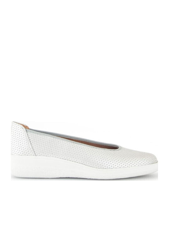 Lederne Damen Ballerinas in Weiß Farbe