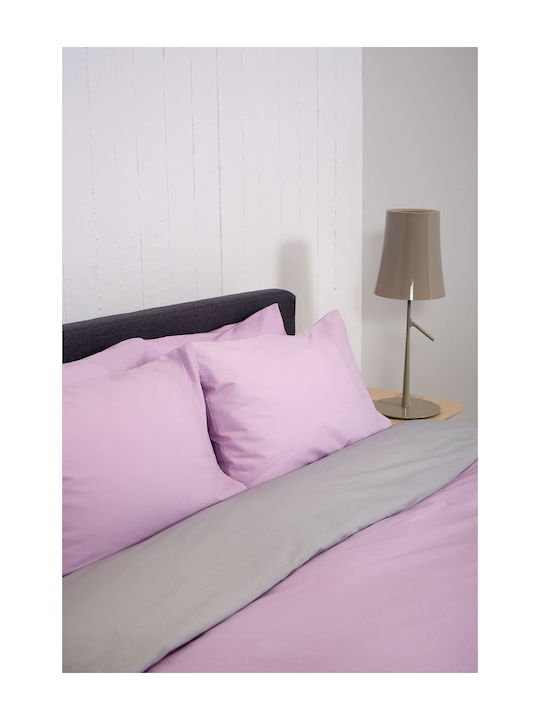 Viokarpet Duvet Cover Set Cotton Single with Pillowcase 165x245 View Lilac Lt Grey