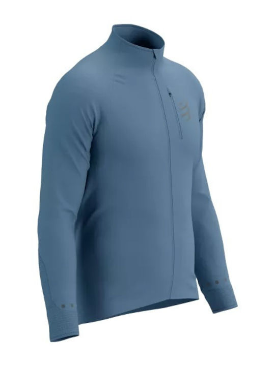 Compressport Men's Sport Jacket Windproof Light Blue