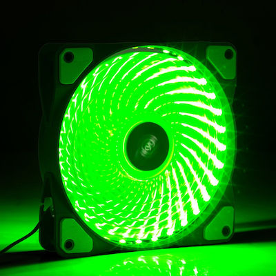 Akyga AW-12E-BG Case Fan 120mm with Green Lighting and Connection 3-Pin / 4-Pin Molex 1pcs Green