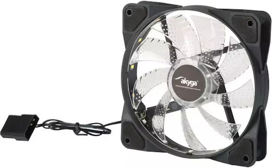 AW-12D-LED Case Fan 120mm with White Lighting and Connection 3-Pin / 4-Pin Molex 1pcs White
