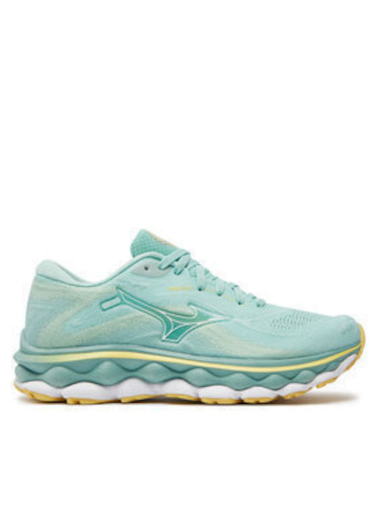 Mizuno Wave Sky 7 Women's Running Sport Shoes Eggshell Blue / White / Sunshine 73