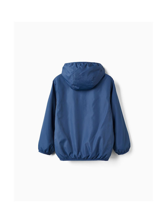 Zippy Kids Casual Jacket Windproof with Hood Blue Grey