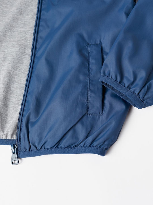 Kinder Freizeitjacke Winddicht mit Kapuze Blue Grey