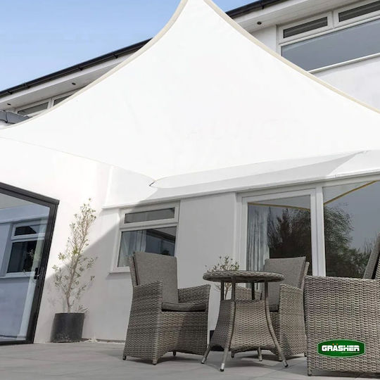 Grasher Ε220 Square Shade Sail White With Hoop 3.6x3.6m 180gr/m²