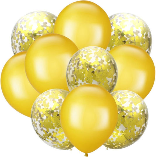 Set of 10 Balloons Latex Yellow 28cm