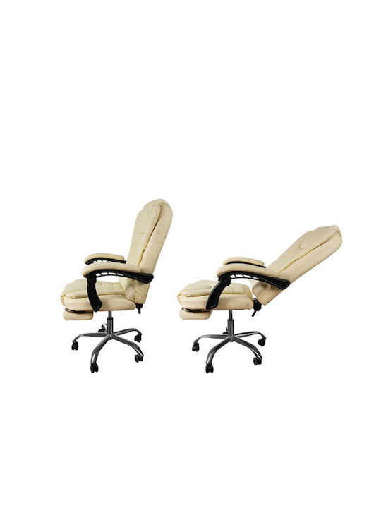 Reclining Office Chair with Fixed Arms Beige