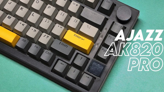 Ajazz AK820 Pro Hot-Swap Ασύρματο Gaming Μηχανικό Πληκτρολόγιο 75% με Flying Fish διακόπτες και RGB φωτισμό (Αγγλικό US) Γκρι