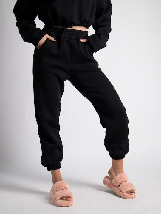 Femei Black Set cu Pantaloni cu elastic cu Croială Relaxată