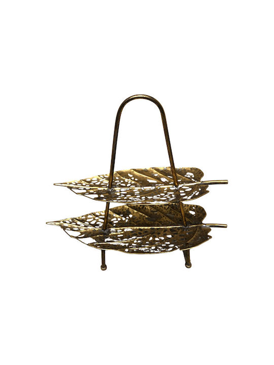 Zen Collection Μεταλλική Εταζέρα 2 Ορόφων Χρυσή Π64xΜ64xΥ55.5cm