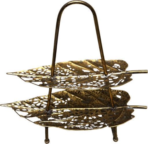 Zen Collection Μεταλλική Εταζέρα 2 Ορόφων Χρυσή Π64xΜ64xΥ55.5cm