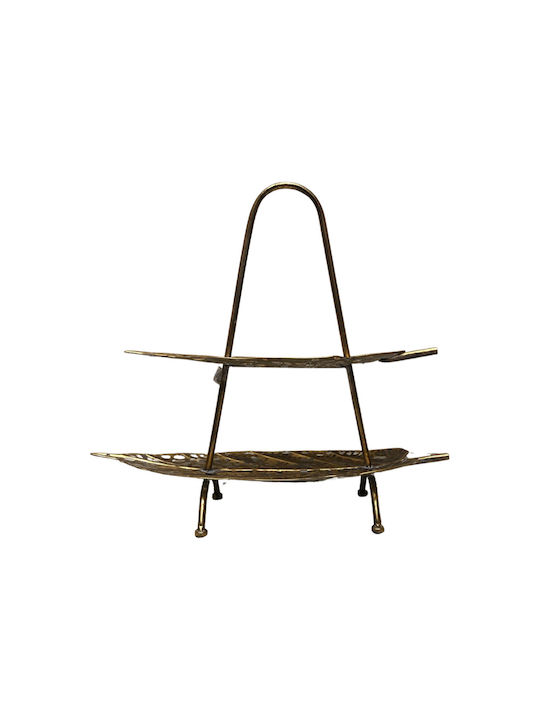 Zen Collection Μεταλλική Εταζέρα 2 Ορόφων Χρυσή Π64xΜ64xΥ55.5cm