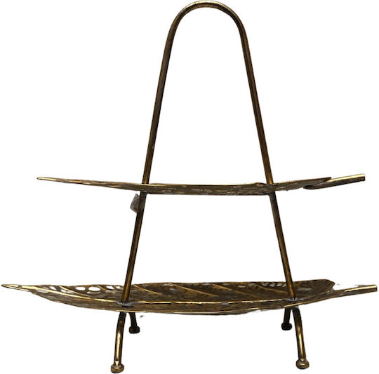 Zen Collection Metallic Dessert Tower Stand with 2 Tiers Gold 64x64x55.5cm