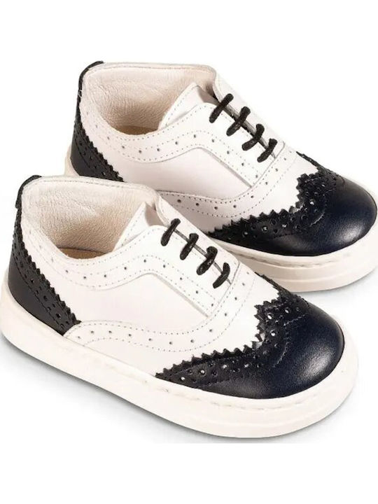 Babywalker White-Blue Baptism Leather Oxfords