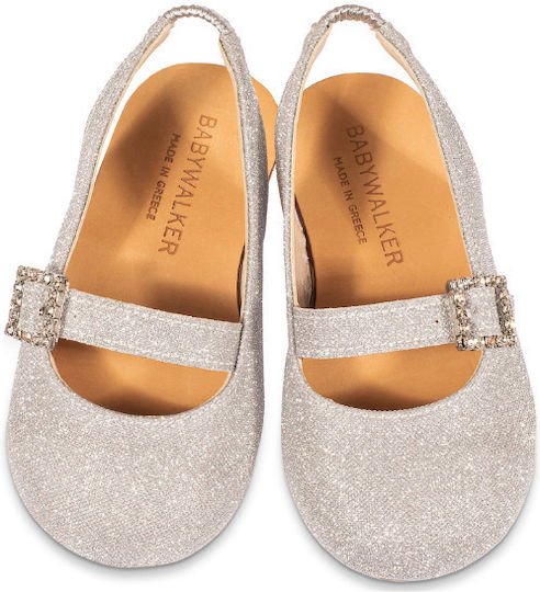 Babywalker Silver Baptism Fabric Pumps