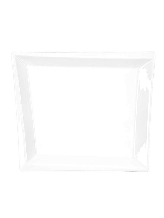 Art et Lumiere Diagonal Plate Shallow Rectangular made of Porcelain White 26x22cm