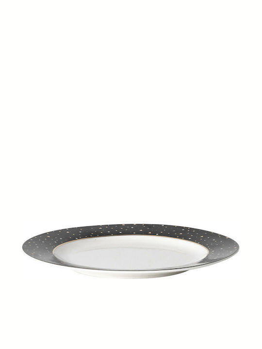 Dutch Rose Fruit Plate Sparkling Plate Desert Ceramic Black with Diameter 18cm