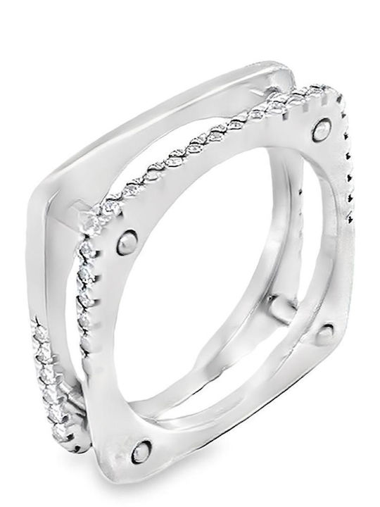 Xryseio Ring with Zircon made of White gold 18K