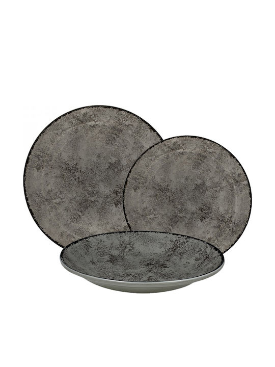 Oriana Ferelli Plate Soup Ceramic Grey with Diameter 27cm