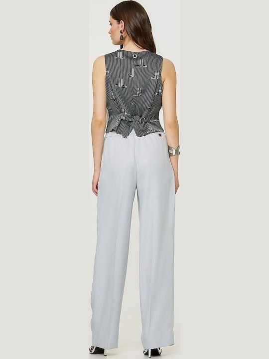 Women's Vest with Buttons Gray