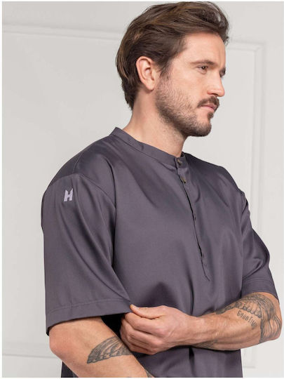 Le Nouveau Chef Bluse Koch Baumwolle Herren Grau mit Langärmelig