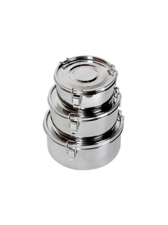 Σετ Δοχεία Φαγητού Inox Ασημί 12x12cm 3τμχ