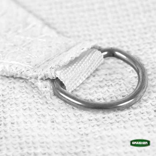 Grasher Ε220 Triangle Shade Sail White With Hoop 3.6m 180gr/m²