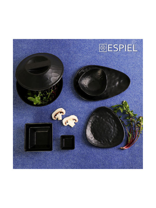 Espiel Wavy Matte Bol de Servire Pătrat din Melamină Negru 18x18cm
