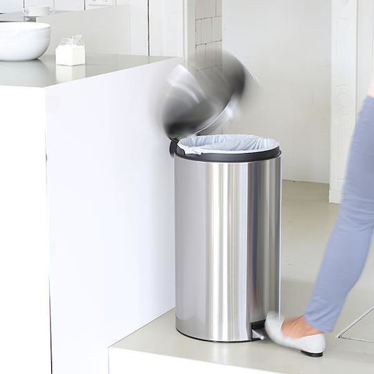 Brabantia Silent Twin Waste Bin Metallic with Pedal Silver 20cm