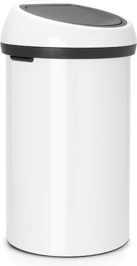 Brabantia Κάδος Touch Bin Απορριμμάτων Μεταλλικός Push Λευκός 60lt