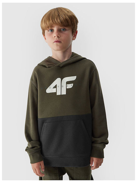 4F Kinder Sweatshirt mit Kapuze und Taschen Schwarz