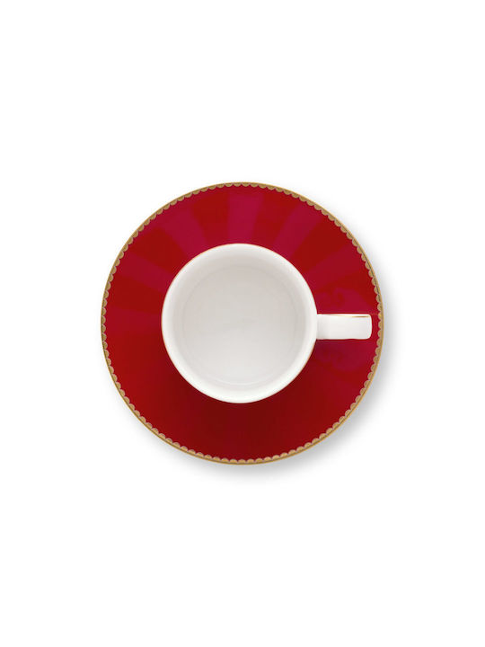 PiP Studio Love Birds Stripes Porcelain Espresso Cup Set 125ml Red