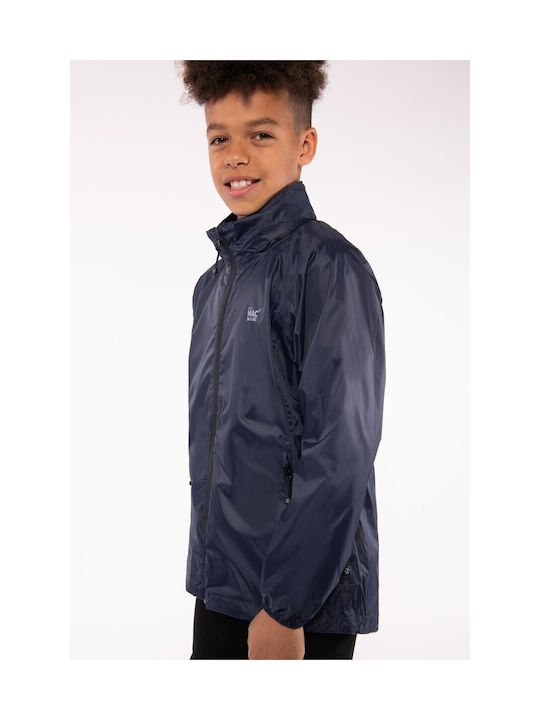 Wasserdichtes Kinder Casual Jacke Kurz mit Kapuze Dunkelblau