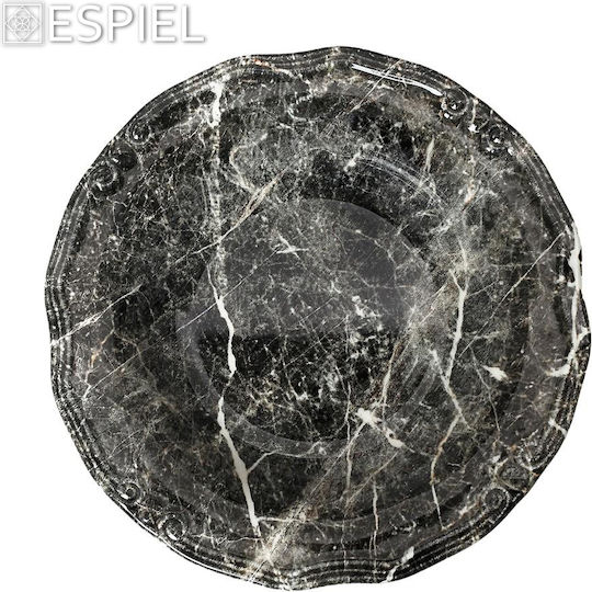 Espiel Marble Servierplatte Oval aus Porzellan Schwarz 33x33cm 2Stück