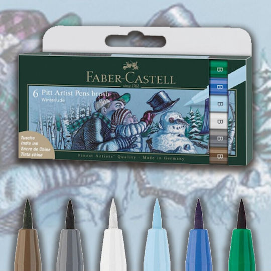 Faber-Castell Brush Drawing Markers Thin Set 6pcs