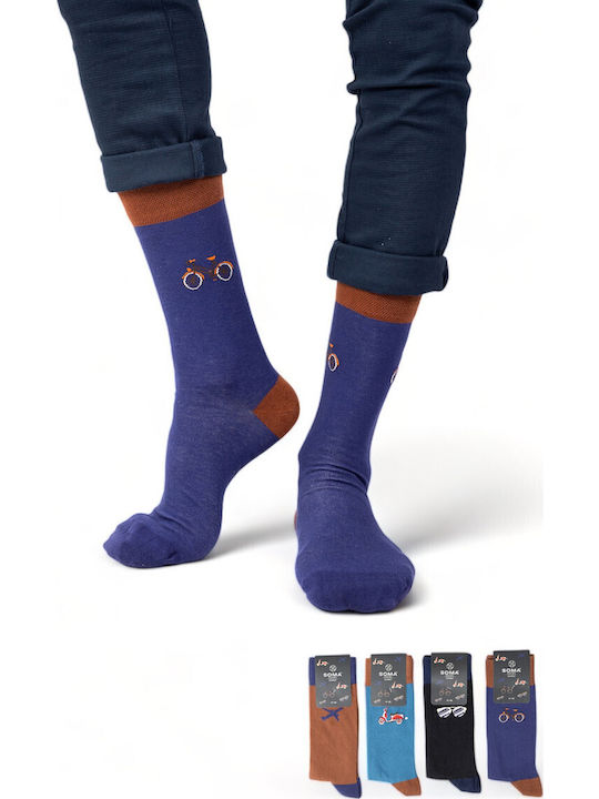Closet22 Ανδρικές Κάλτσες με Σχέδια Πολύχρωμες 4Pack