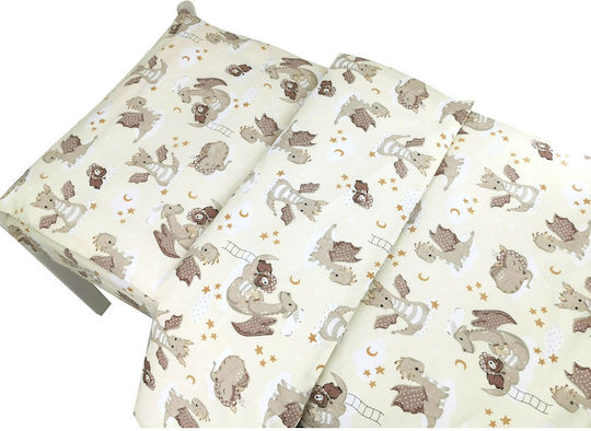 Qmini Set Cearceafuri Pentru Copii Single Bej 140x200cm Qmini Set Cearceafuri Pentru Copii Single Bej 140x200cm