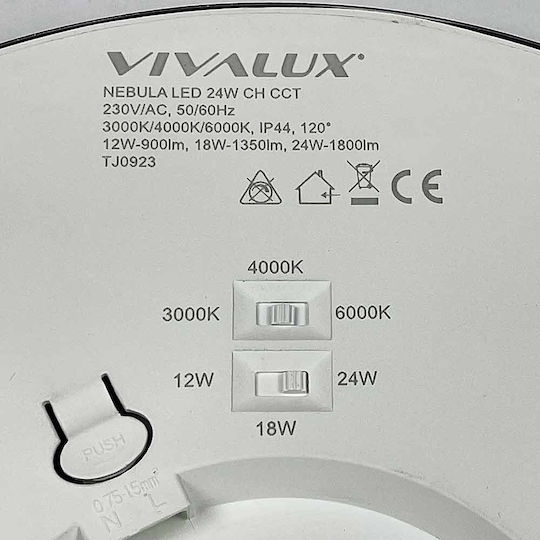 Vivalux Nebula Πλαφονιέρα Οροφής Μπάνιου 30εκ. Μαύρη με Ενσωματωμένο LED