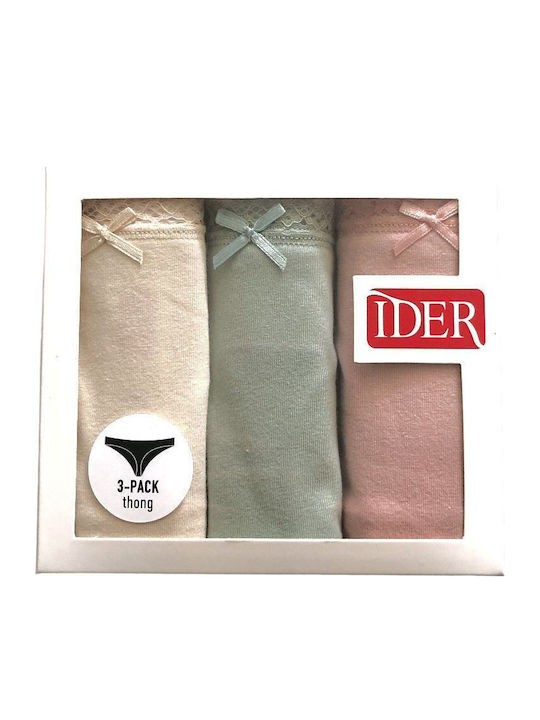 Βαμβακερά Women's String 3Pack with Lace ECRU-PHYSICAL-SMOOTH THIGH