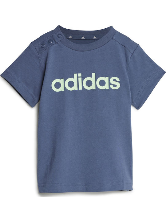 adidas Kids Set with Shorts Navy Blue Grey Melange 2 Pieces