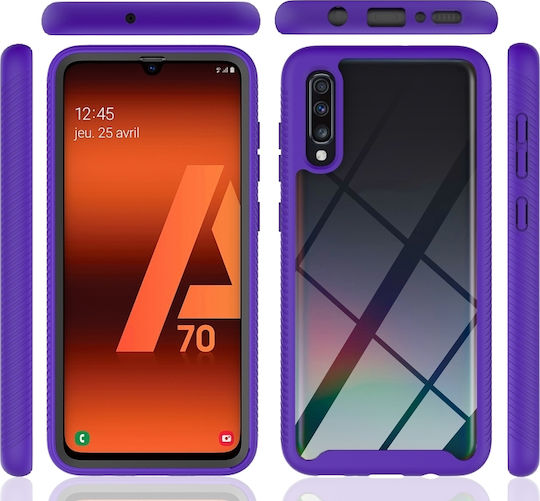 Starry Sky Solid Color Series Shockproof Umschlag Rückseite Kunststoff / Silikon Schwarz (Galaxy A70)