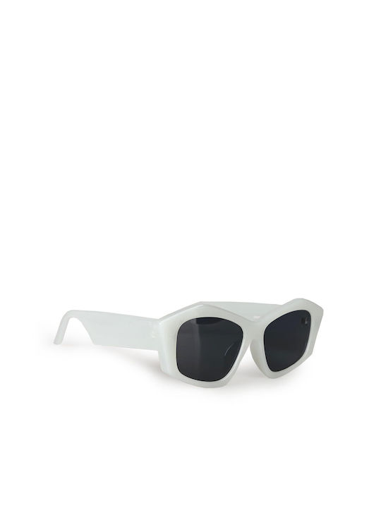 Solymar Women's Sunglasses with White Plastic Frame and Gray Lens GK2011