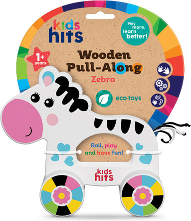Kids Hits Push Along Zebra made of Wood for 12++ Months