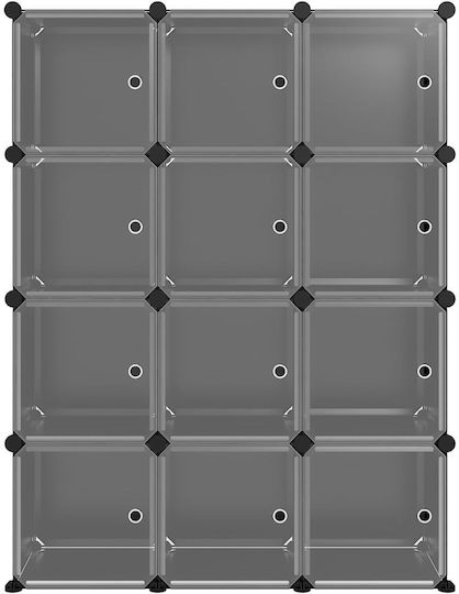vidaXL Пластмасова Кутия За Съхранение С Капак Черна 94.5x31.5x124см 12 Бройки