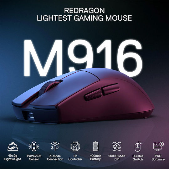 Redragon M916 PRO 1K Drahtlos Gaming Gaming Maus 26000 DPI Schwarz