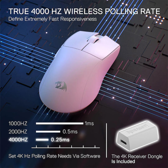 Redragon M916 PRO 4K Wireless Gaming Mouse 26000 DPI White